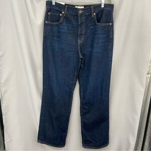 NWT‎ Zara Loose Fit Button Fly Jeans in Indigo Full Length Low Rise Size 12